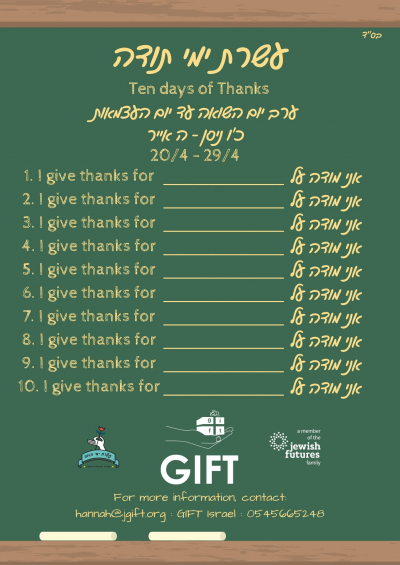 10 days of thanks chart