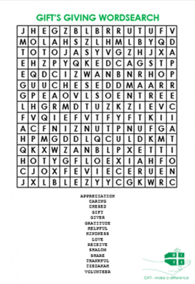 GIVING wordsearch